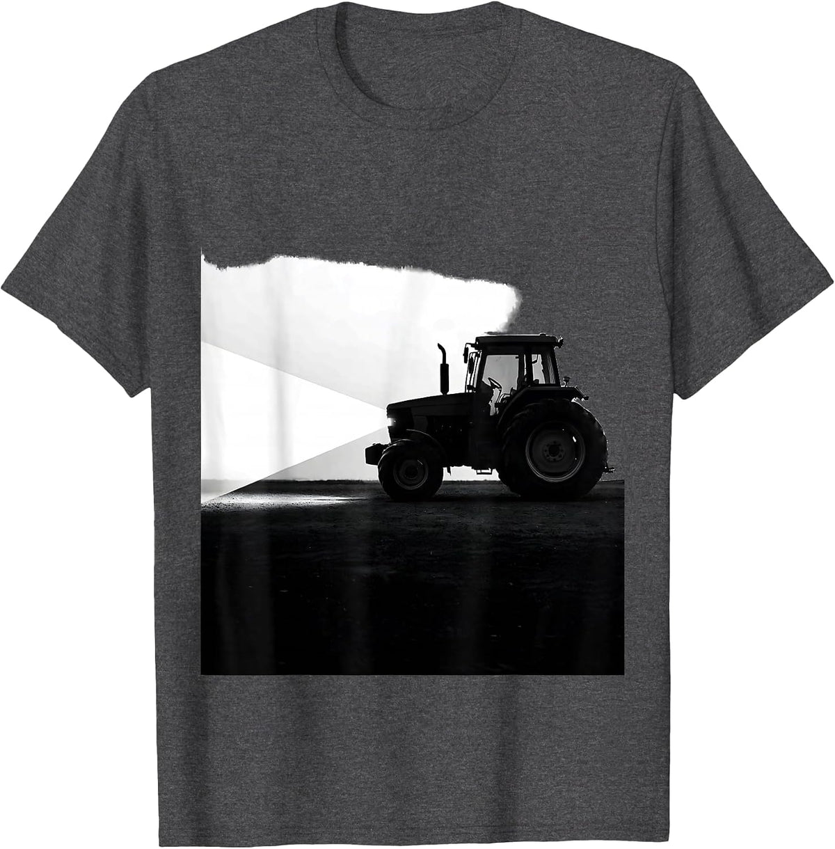 Tractor Silhouette Farmer Humor Patriotic Pride T-Shirt - Dark Heather Grey