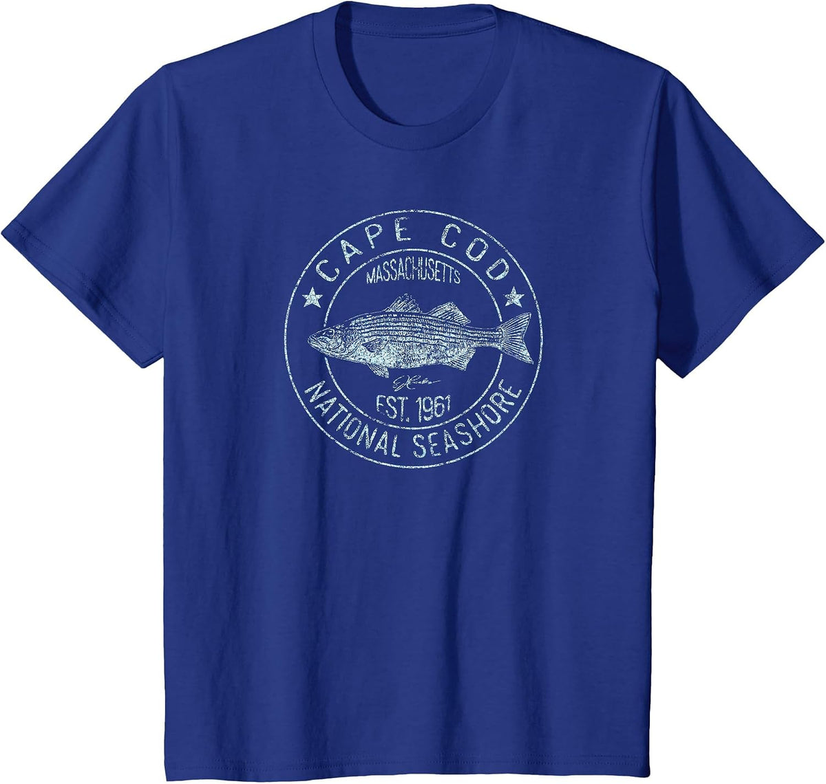 JCombs: Cape Cod National Seashore, MA, Striped Bass T-Shirt - Royal Blue