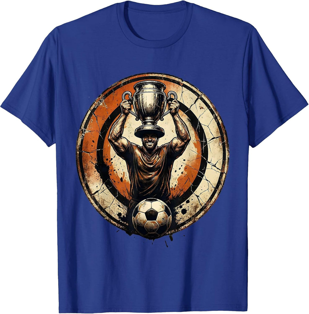 Soccer Dad Trophy Illustration Graphic T-Shirt - Royal Blue