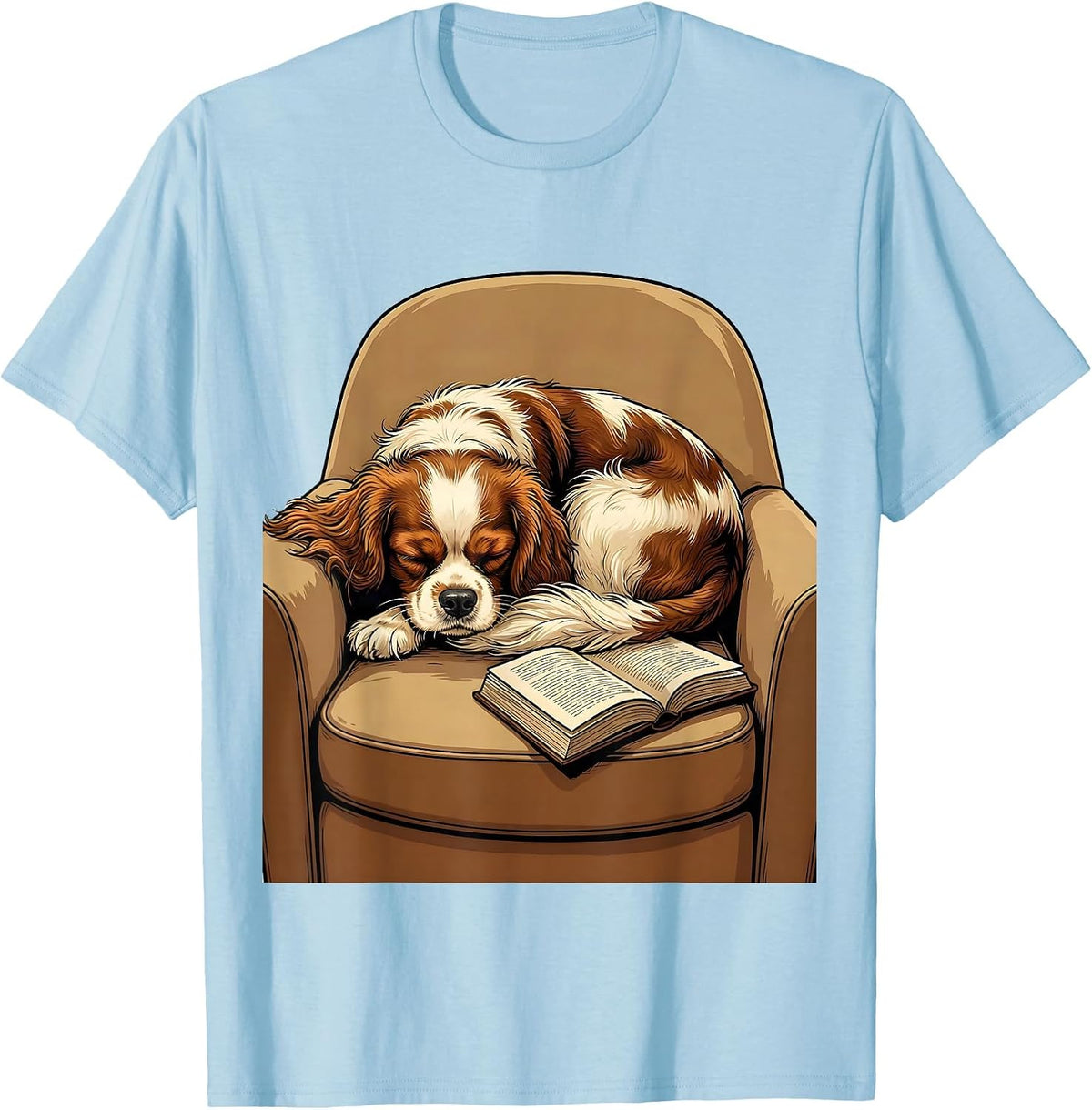 Men's Cavalier King Charles Spaniel Dog Lover Art Illustration T-Shirt - Baby Blue