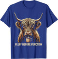 Fluff Before Function Vintage Highland Cow Coffee Lover T-Shirt - Royal Blue