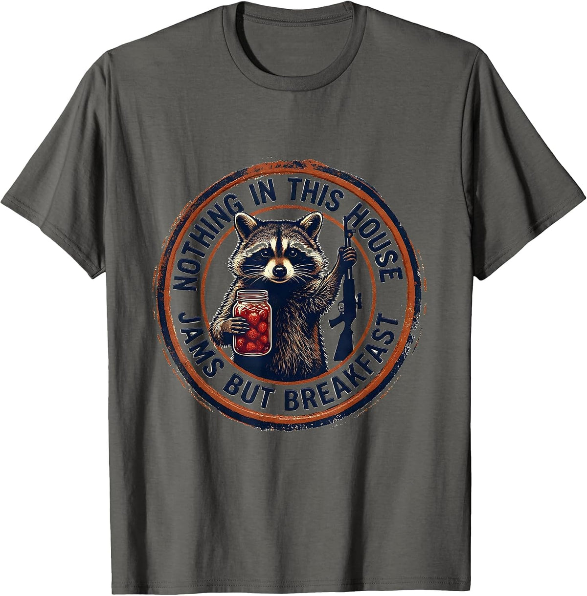 Men's Nothing In This House Jams But Breakfast Funny Raccoon T-Shirt - Asphalt Grey