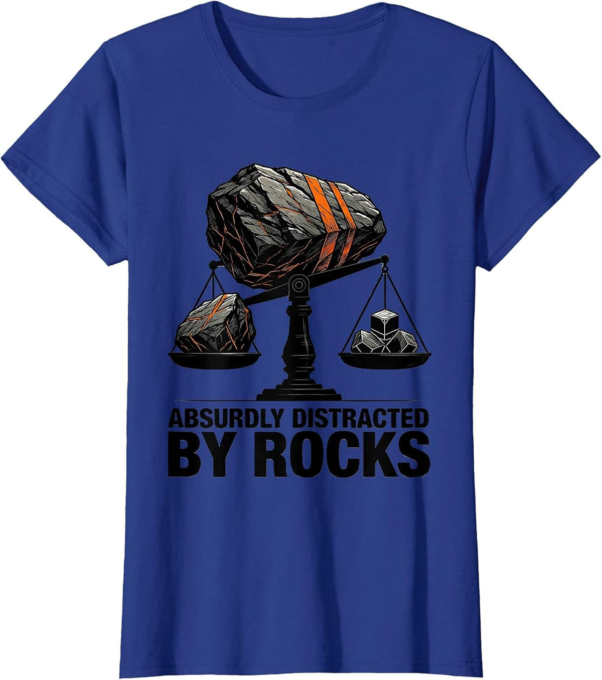 Women's Absurdly Distracted By Rocks Brutalist Graphic Geologist T-Shirt - Royal Blue