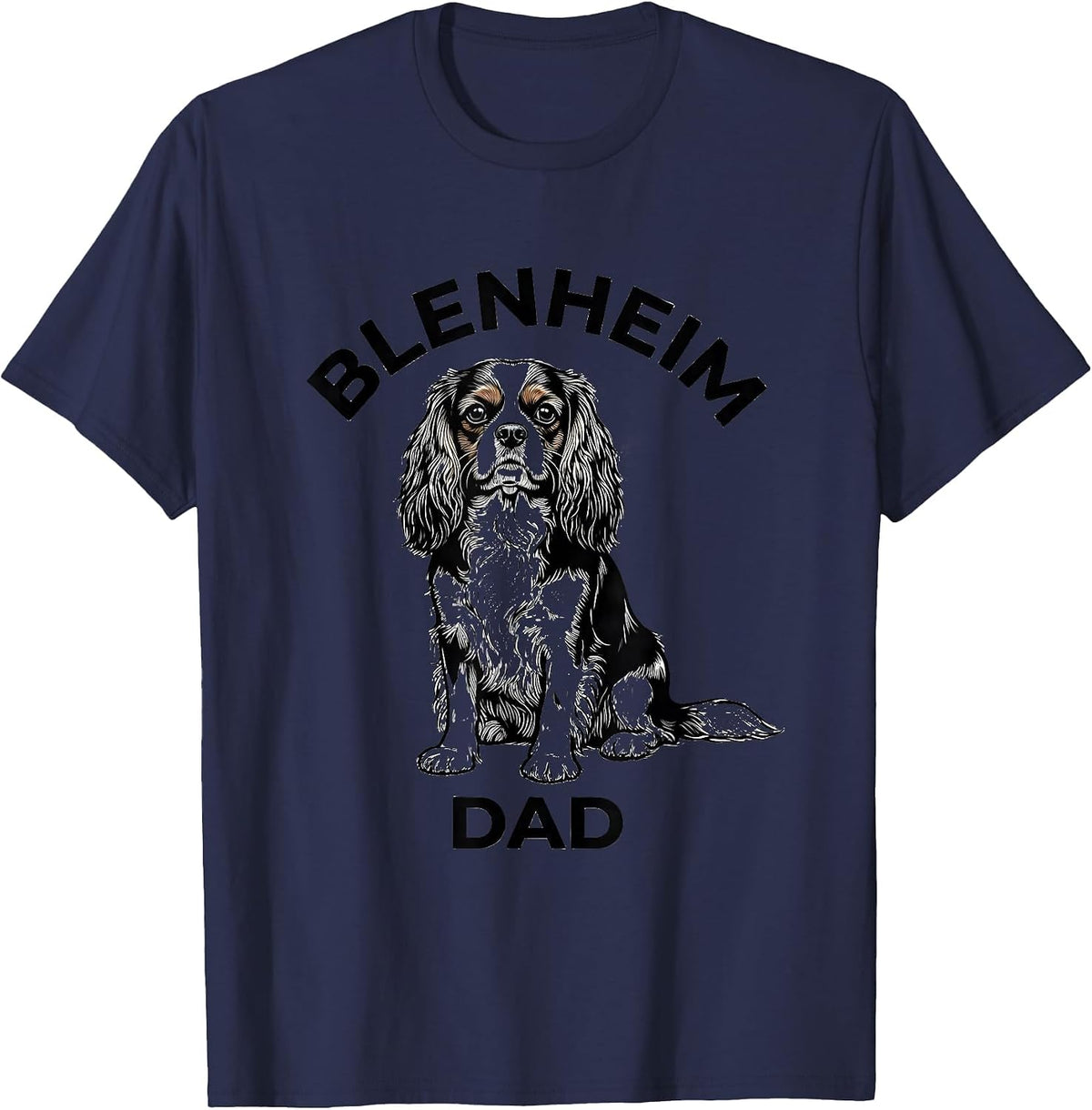 Men's Blenheim Dad Sentimental Cavalier King Charles Spaniel Dad T-Shirt - Navy Blue