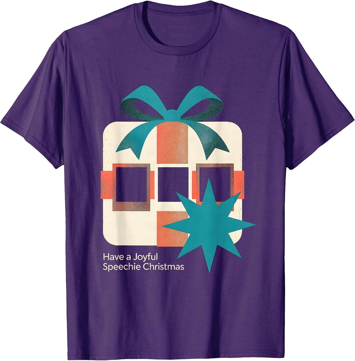Have a Joyful Speechie Christmas Midcentury Modern SLP T-Shirt - Purple