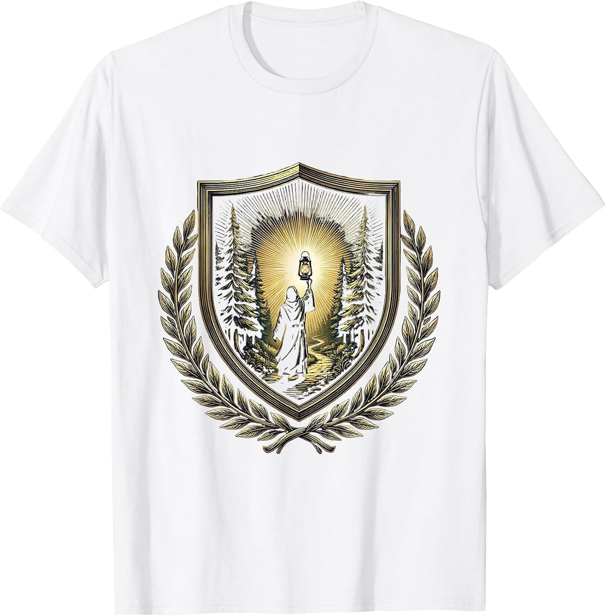 Men's Social Worker Lantern Forest Path Graphic T-Shirt - White