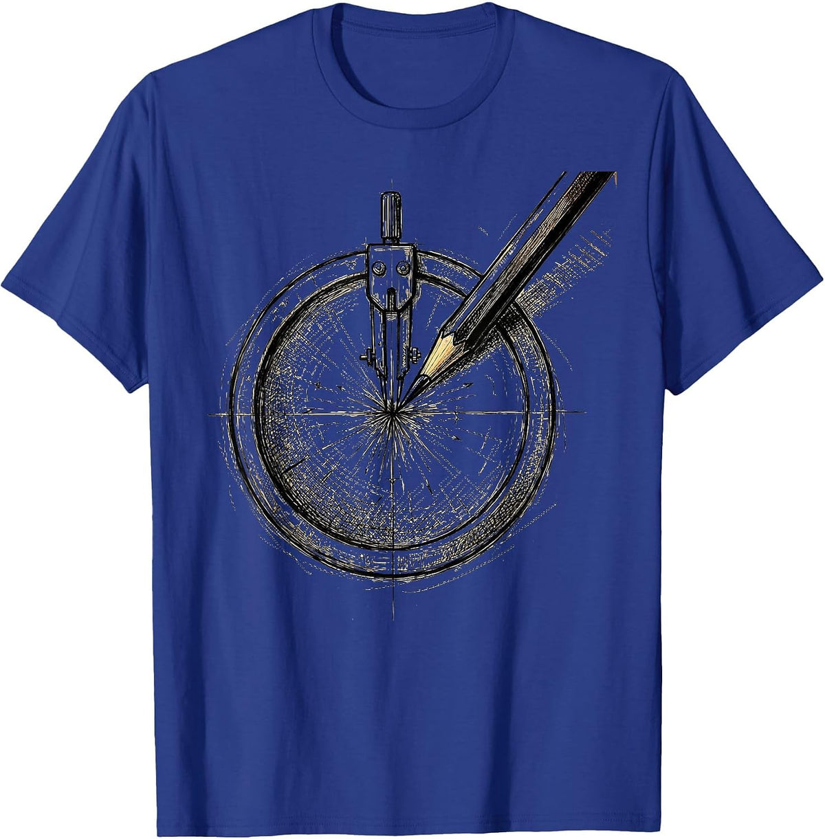 Men's Compass Drawing a Perfect Circle Graphic T-Shirt - Royal Blue