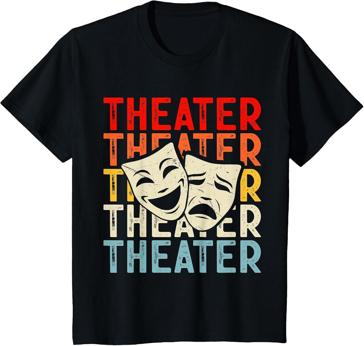 Theater Sunset Vintage Retro T-Shirt - Black