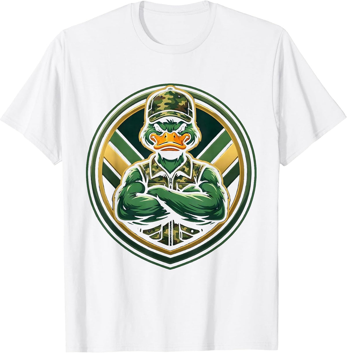 Men's Kids Camo Duck Hunting Illustration T-Shirt - White