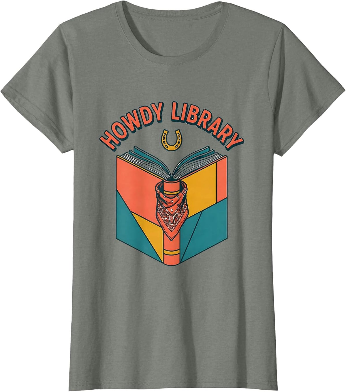 Howdy Library Midcentury Modern Western Grade-Level Teacher T-Shirt - Olive Heather