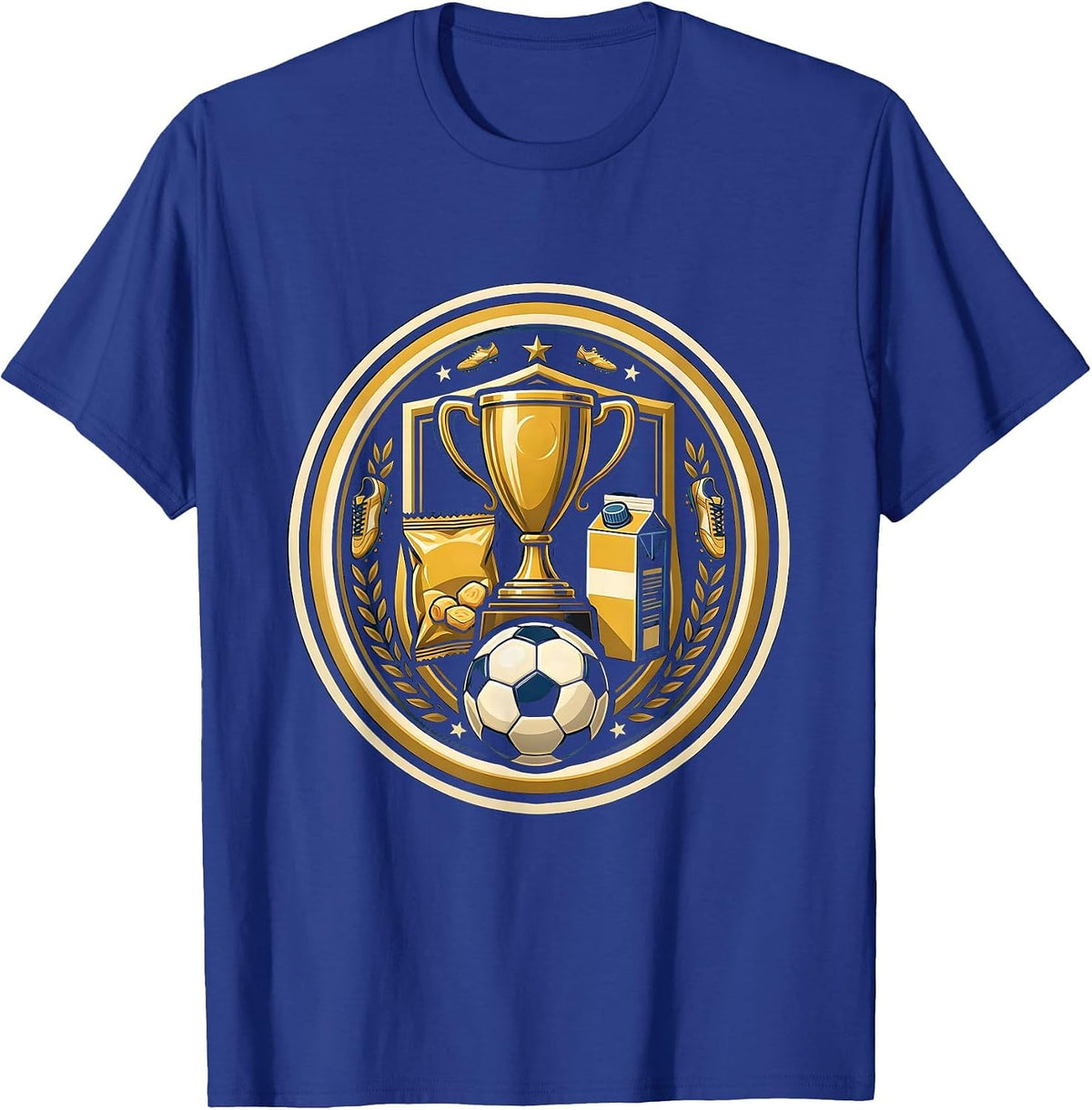 Men's Soccer Dad Trophy Snacks Funny Graphic Tee T-Shirt - Royal Blue