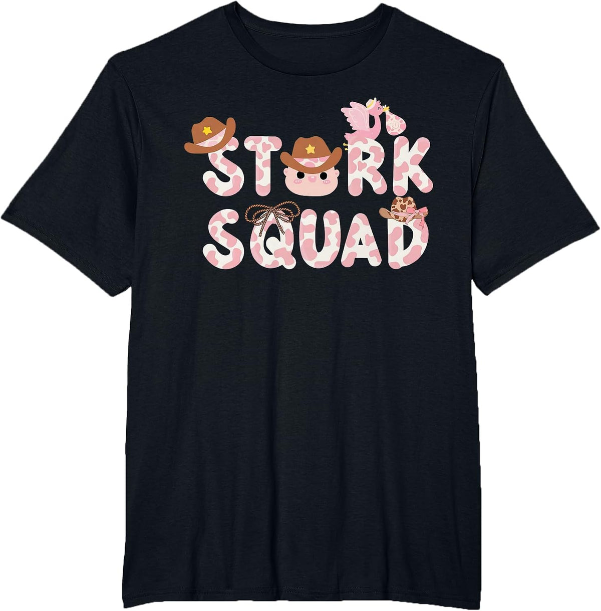 Western Labor and Delivery Nurse Stork Squad Nurse Week T-Shirt - Black