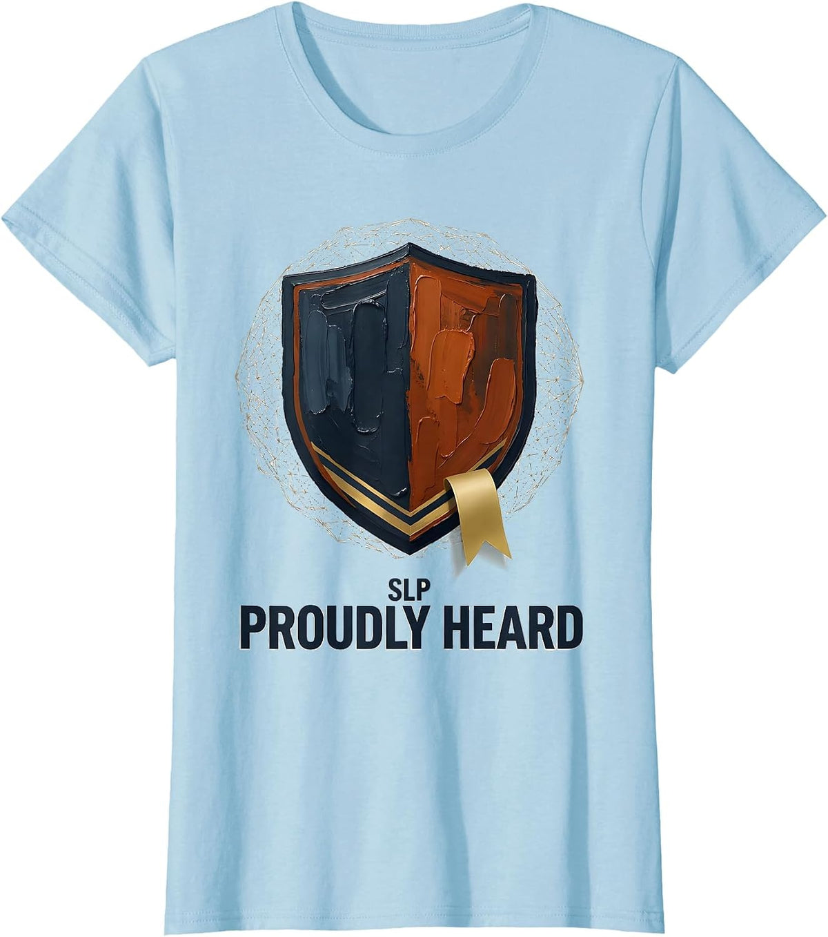SLP Proudly Heard Retro Varsity Shield Speech Language T-Shirt - Baby Blue