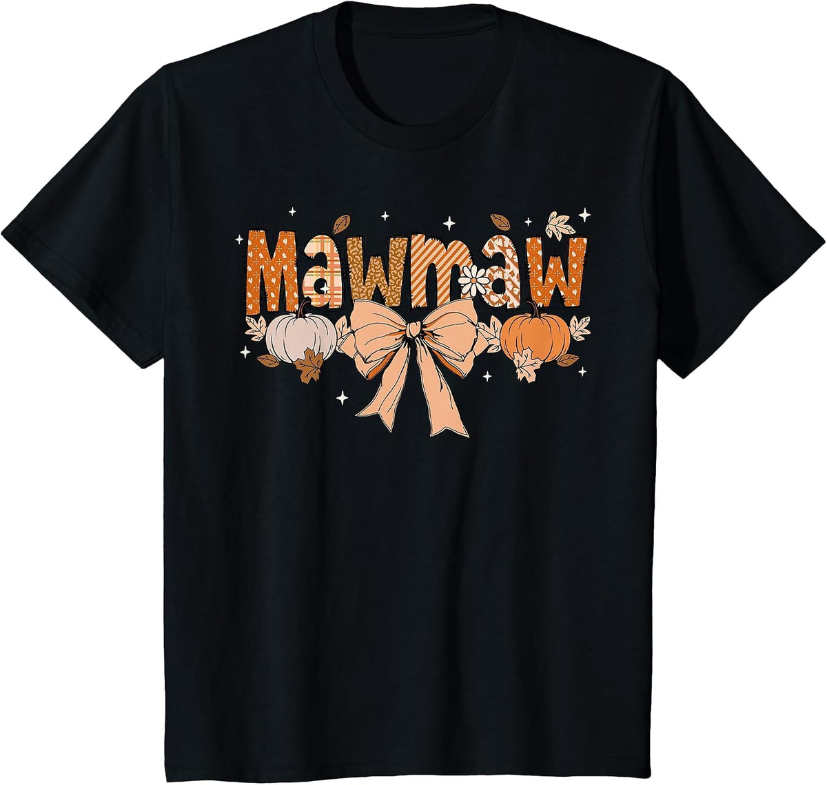 Mawmaw Pumpkin Fall Coquette Bow Thanksgiving Mom Women T-Shirt - Black