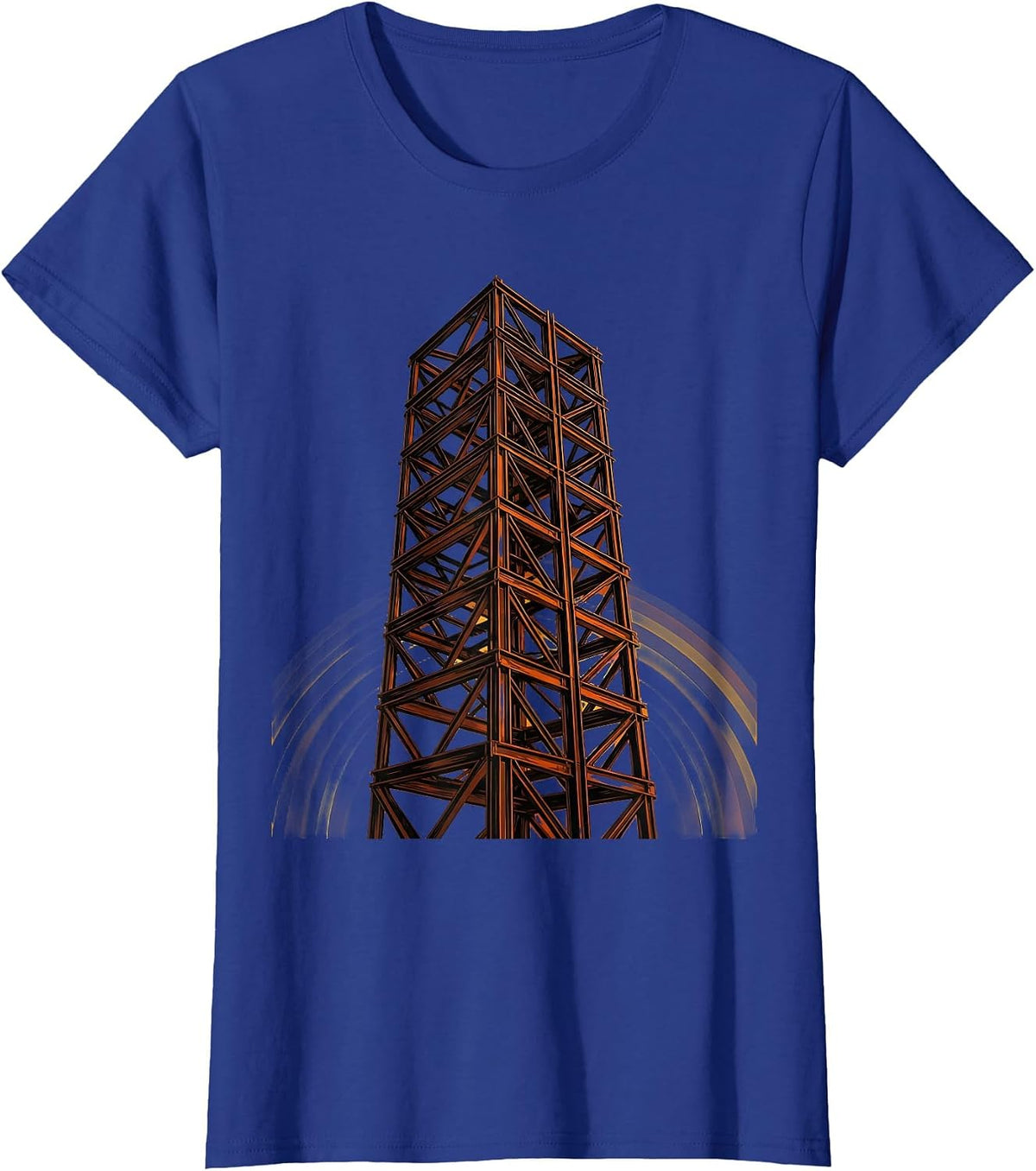 Labor Day Rising Skyscraper Steel Girder Illustration T-Shirt, Women, Royal Blue, X-Small - As Pictured
