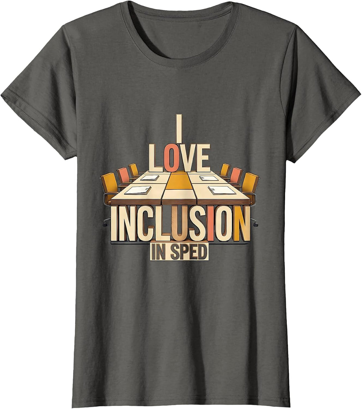 Women's I Love Inclusion In SPED Inspirational Special Education T-Shirt - Asphalt Grey