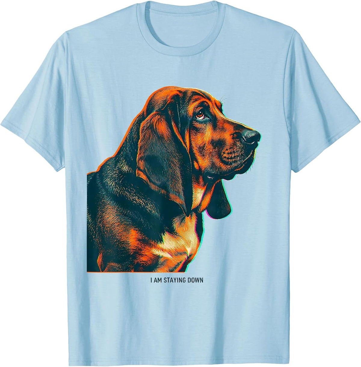 Men's I Am Staying Down Funny Basset Hound Dog Lover Gift T-Shirt - Baby Blue