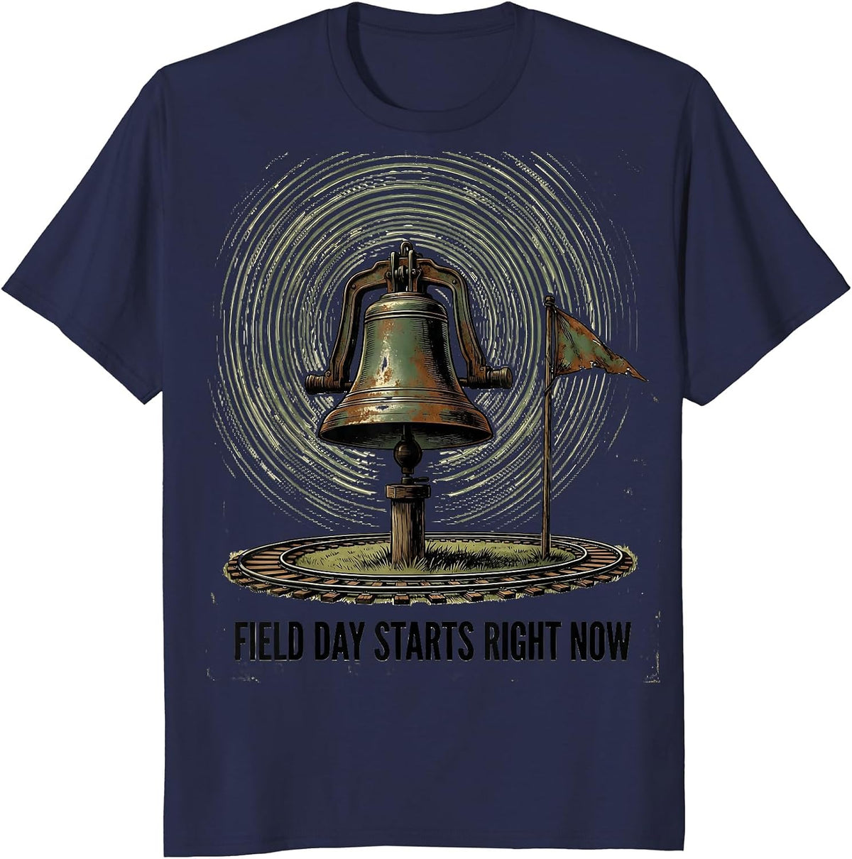 Field Day Starts Right Now Vintage School Team Spirit T-Shirt - Navy Blue