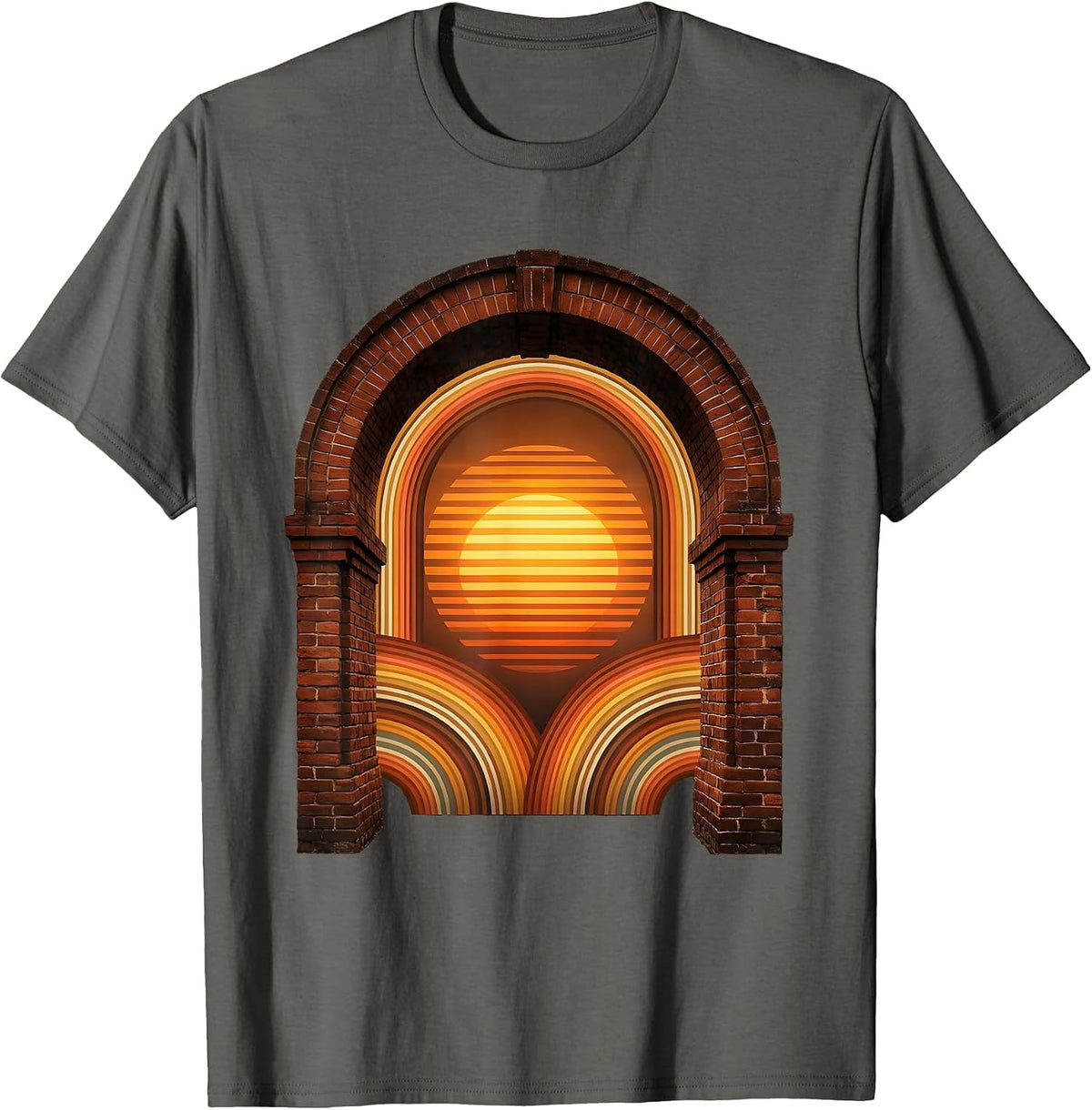 Brick Archway Sunset Graphic - Mason 67 T-Shirt - Asphalt Grey