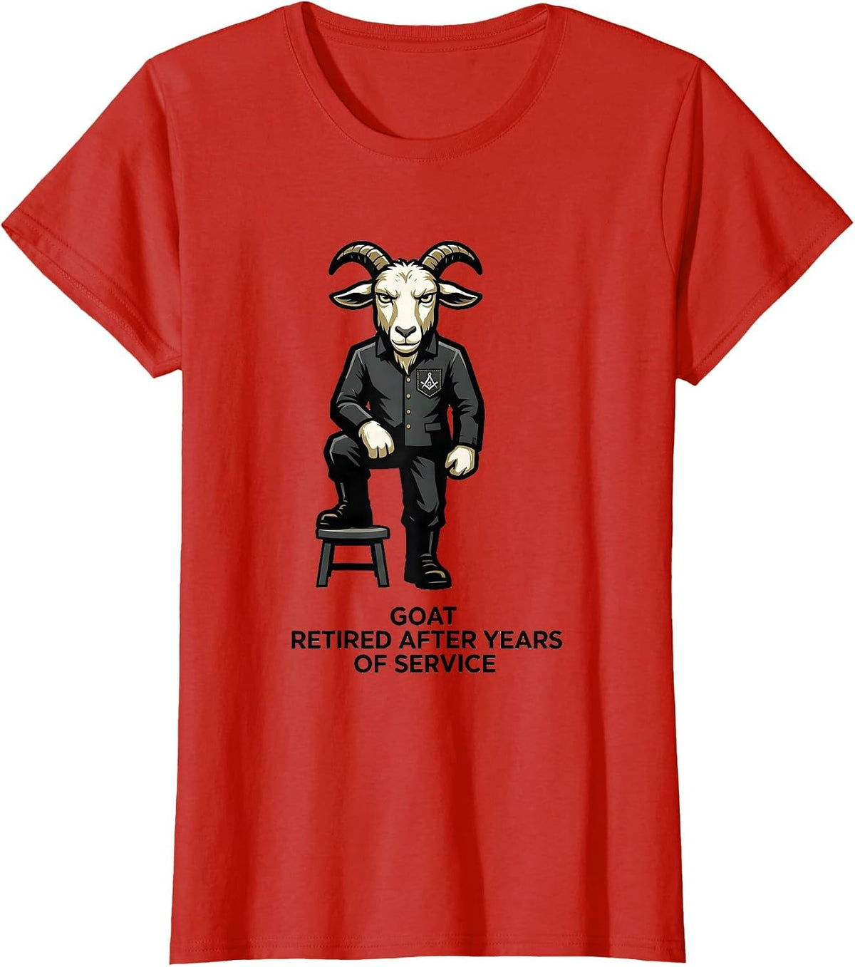 Women's Goat Retired After Years Of Service Freemason Square T-Shirt - Red