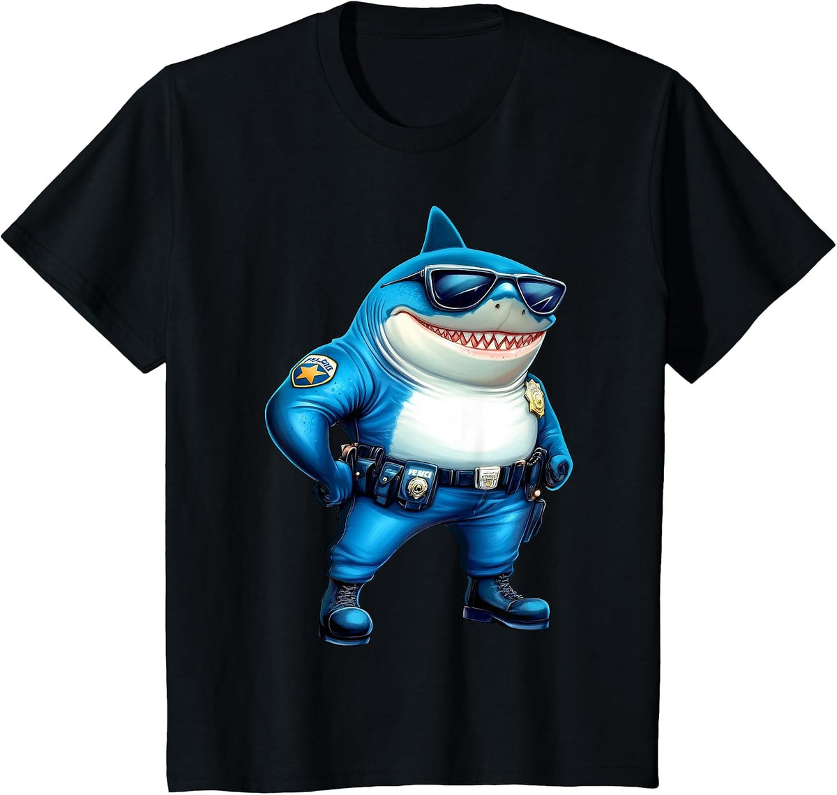Policeman Shark T-Shirt - Black