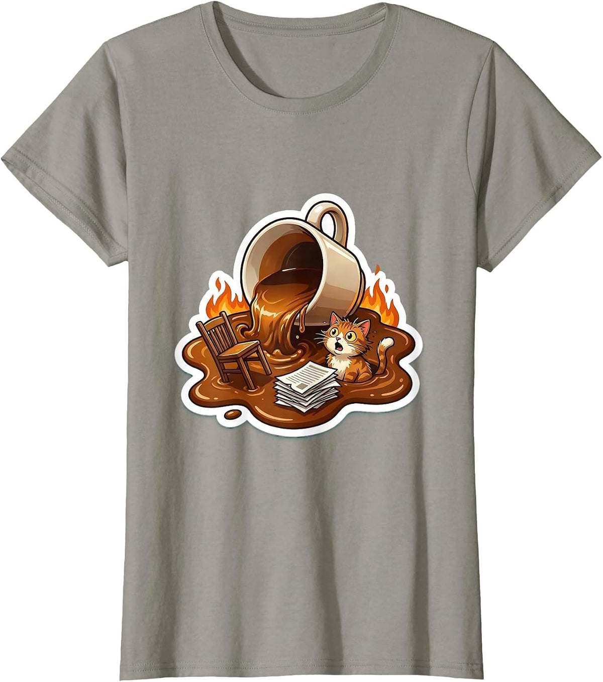 Women's Chaos Coordinator Spilled Coffee Disaster Scene T-Shirt - Slate Grey