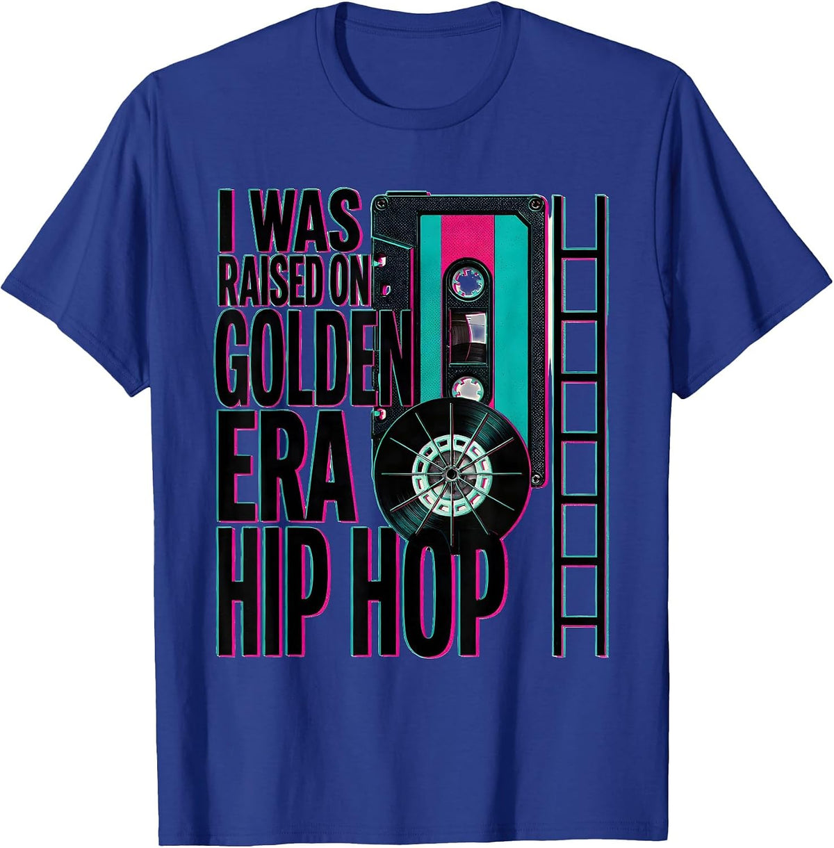 I Was Raised On Golden Era Hip Hop Nostalgic Retro Vintage T-Shirt - Royal Blue