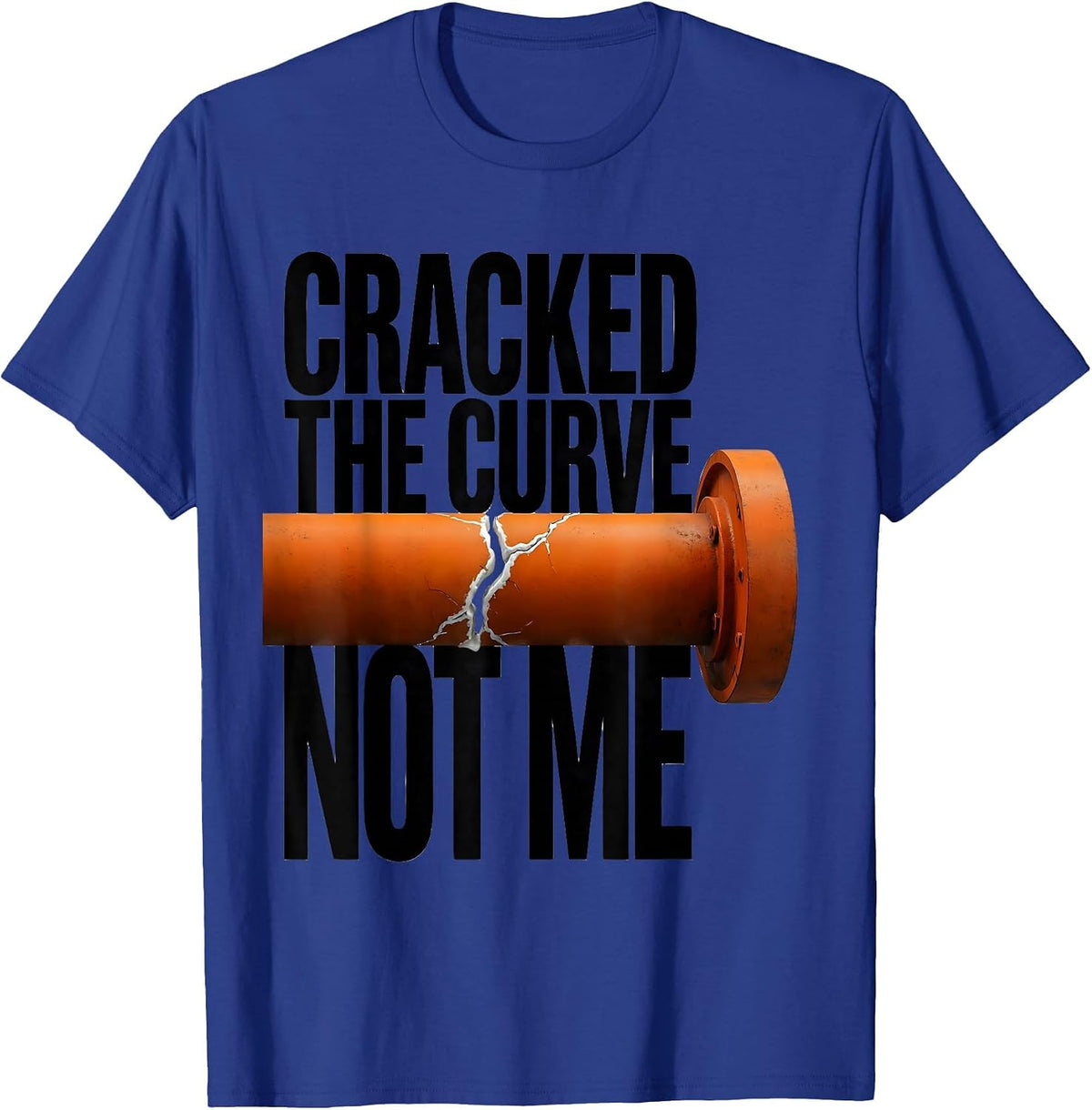Cracked The Curve Not Me Brutalist Gym Gingerbread Man T-Shirt - Royal Blue