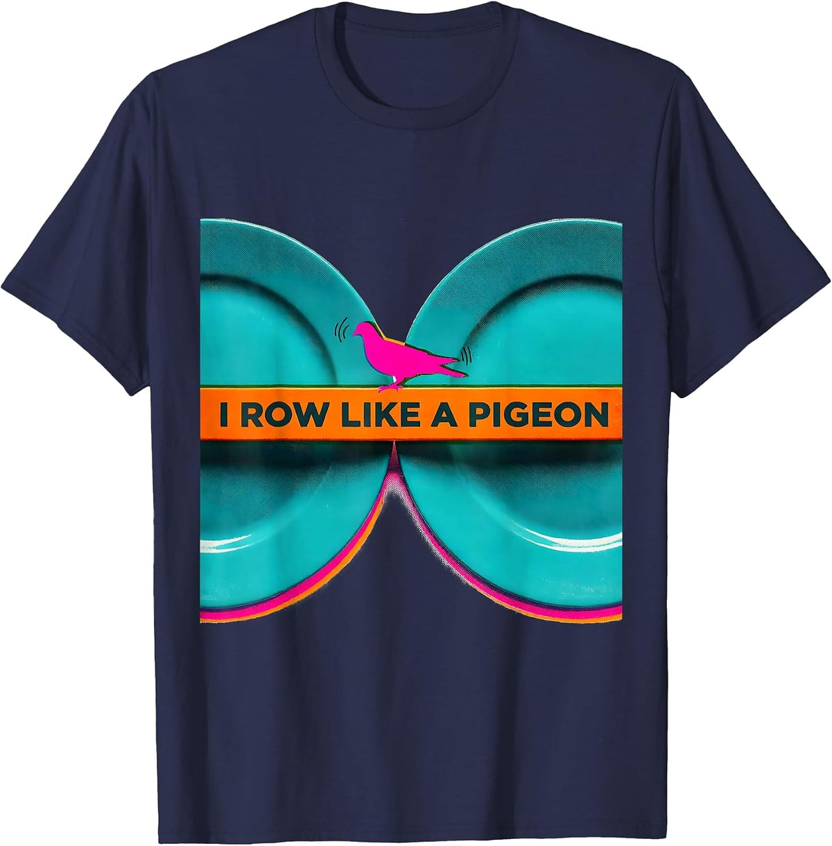 Men's I Row Like A Pigeon Funny Gym Workout Animal Pun Humor T-Shirt - Navy Blue