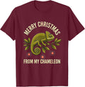 Merry Christmas From My Chameleon Funny Reptile Keeper T-Shirt - Burgundy