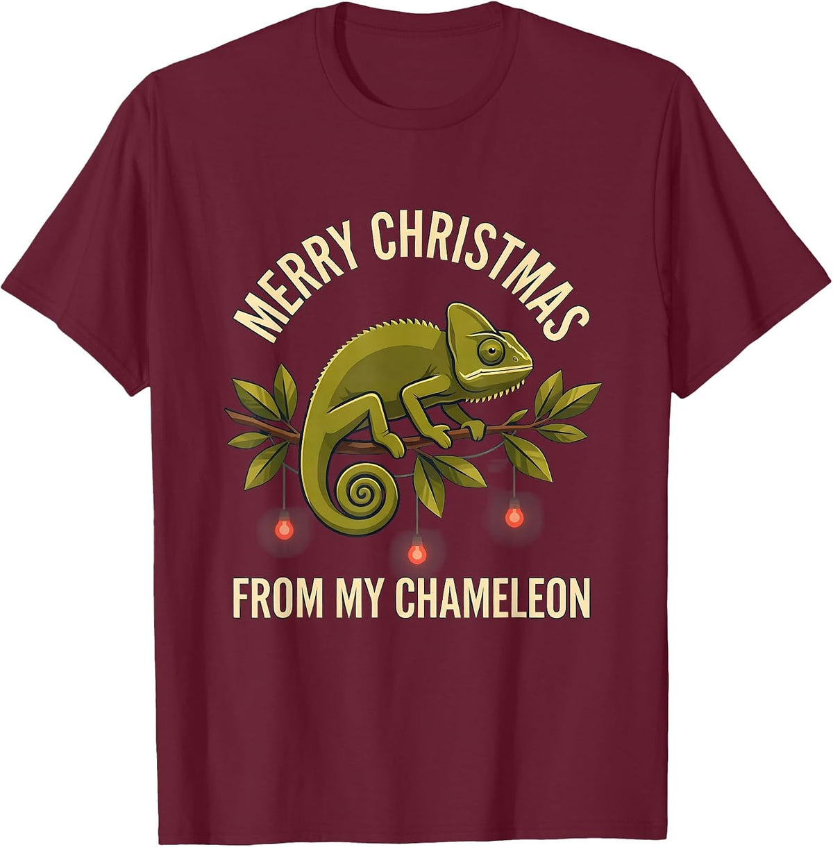 Merry Christmas From My Chameleon Funny Reptile Keeper T-Shirt - Burgundy