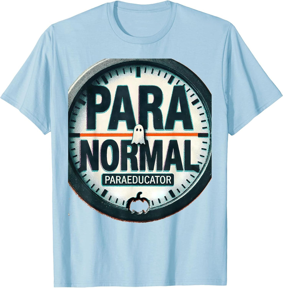 Men's Para Normal Paraeducator Risograph Halloween Para Teacher T-Shirt - Baby Blue