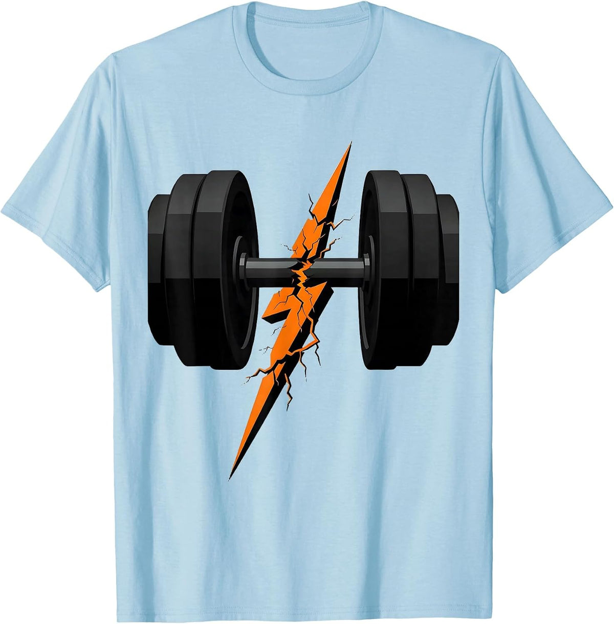 Men's Lightning Bolt Dumbbell Athleisure Graphic T-Shirt - Baby Blue