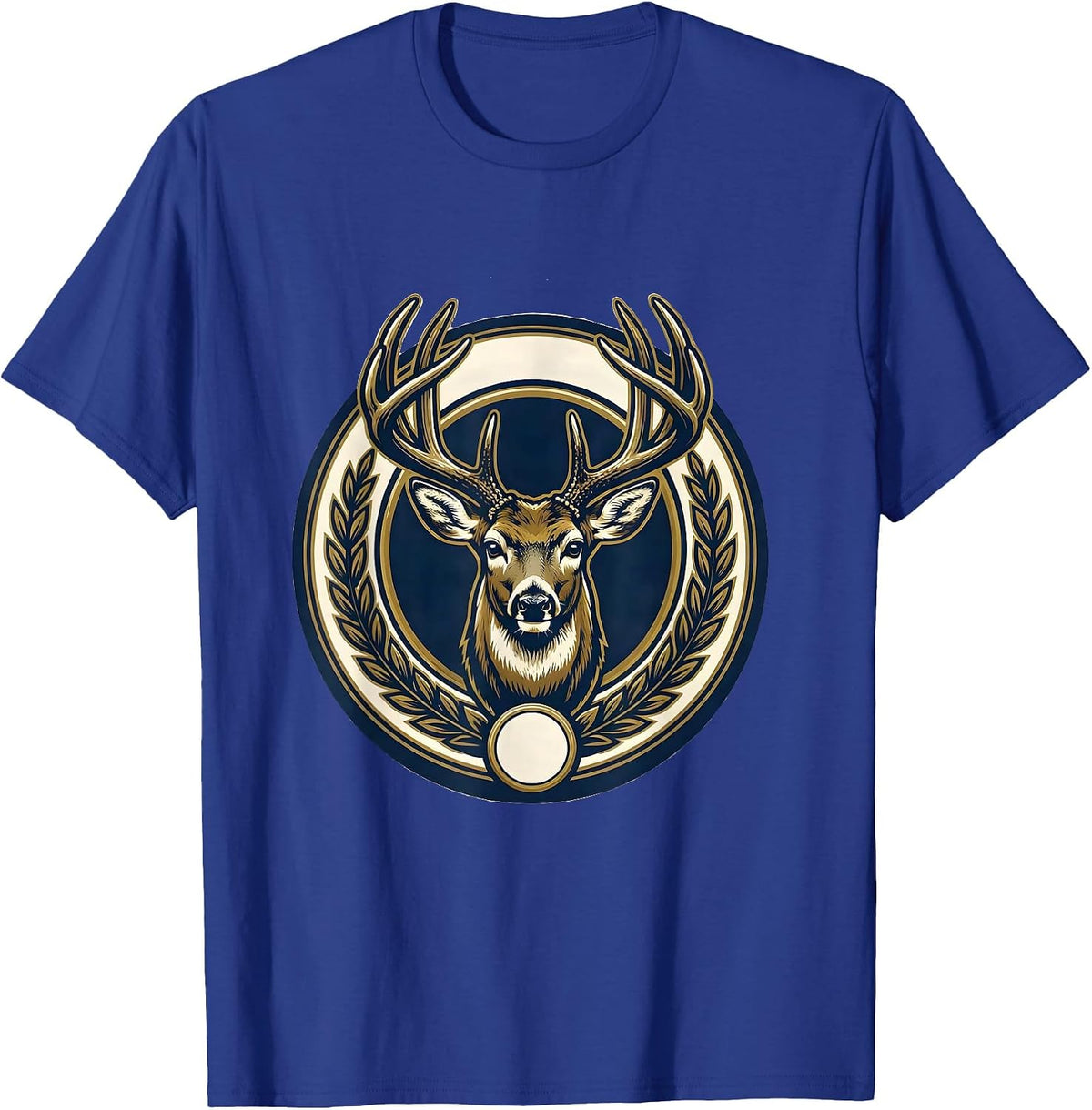 Sealed Whitetail Buck Hunting Dad Trophy Crest T-Shirt - Royal Blue
