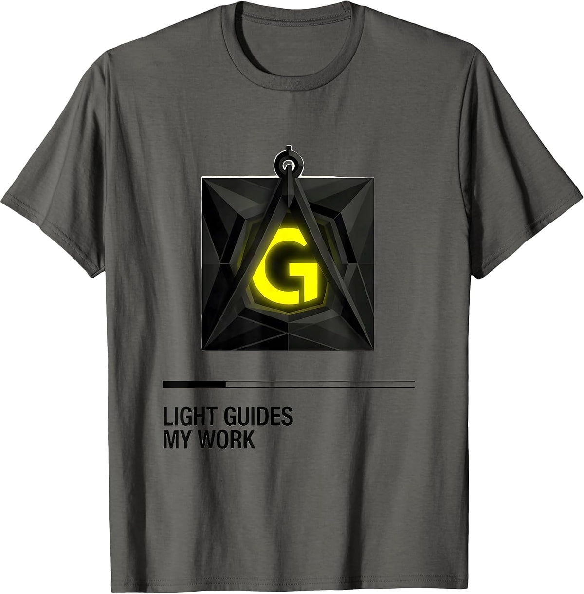Light Guides My Work Swiss International Freemason Square T-Shirt - Asphalt Grey