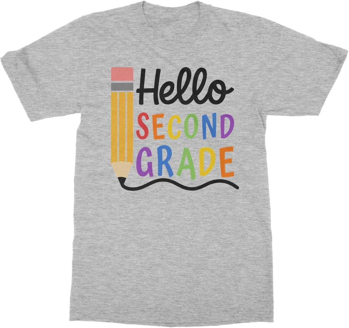 Hello Second Grade - Pencil Back to School Teacher Unisex T-Shirt - Ash