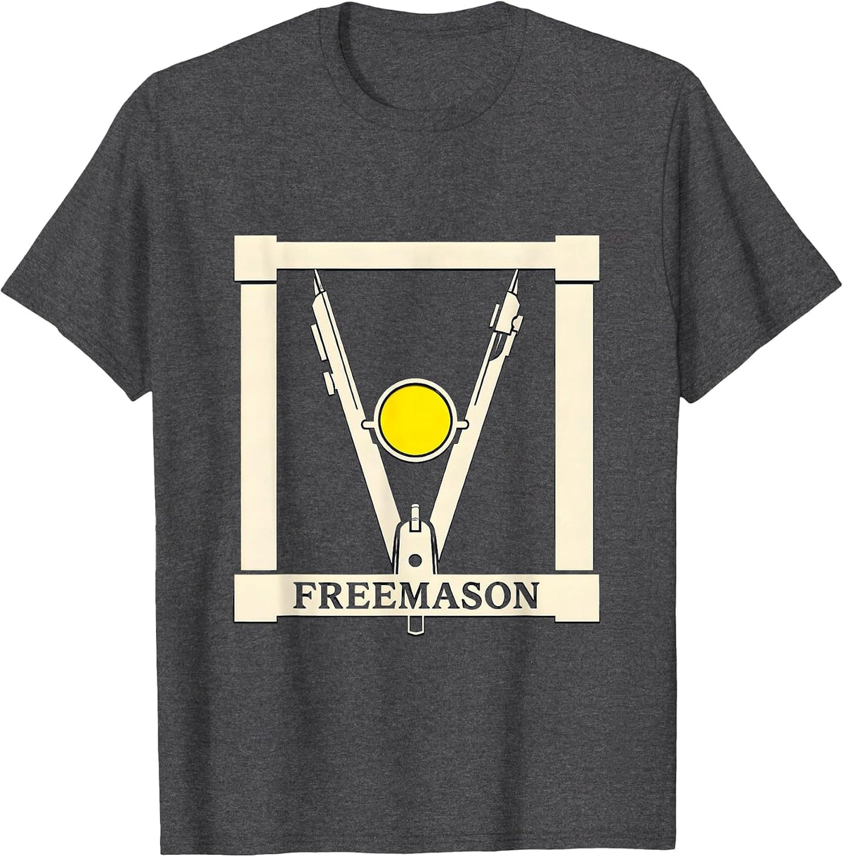 Freemason Stencil Graphic Masonic Fraternal Pride T-Shirt - Dark Heather Grey