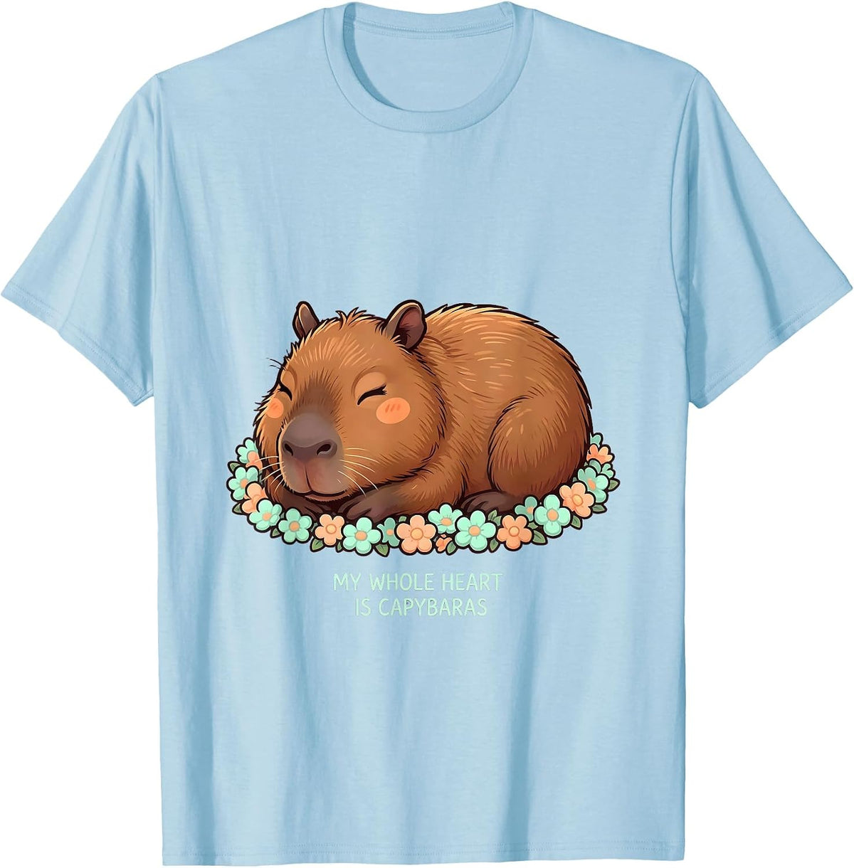 Men's My Whole Heart Is Capybaras Cute Kawaii Animal Meme Humor T-Shirt - Baby Blue