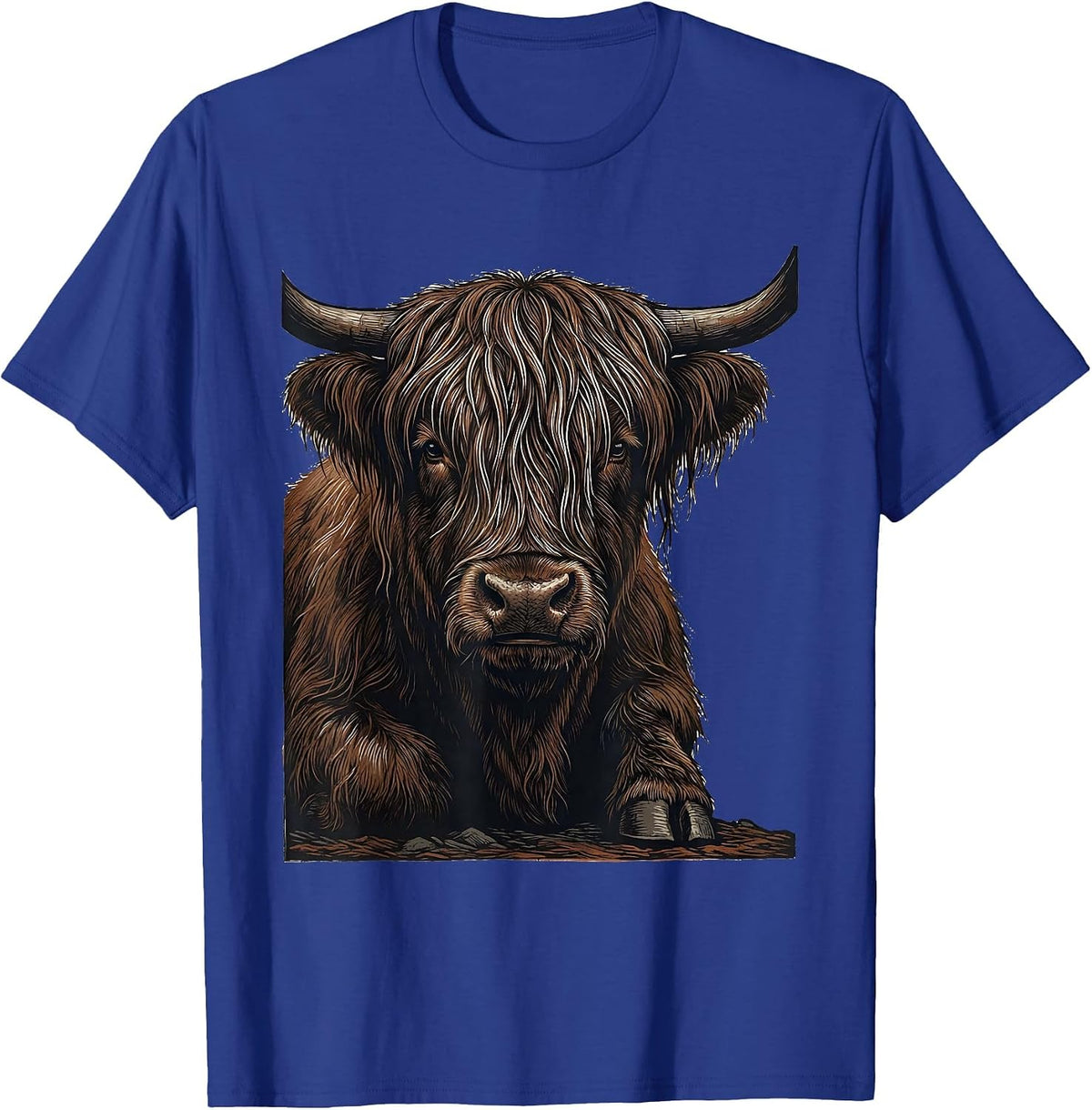 Highland Cow Bust Funny Animal Lover Humor T-Shirt - Royal Blue