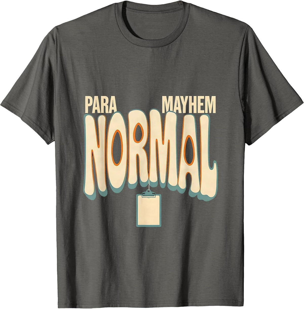 Men's Para Normal Mayhem Screenprint Ghost Paraeducator Halloween T-Shirt - Asphalt Grey