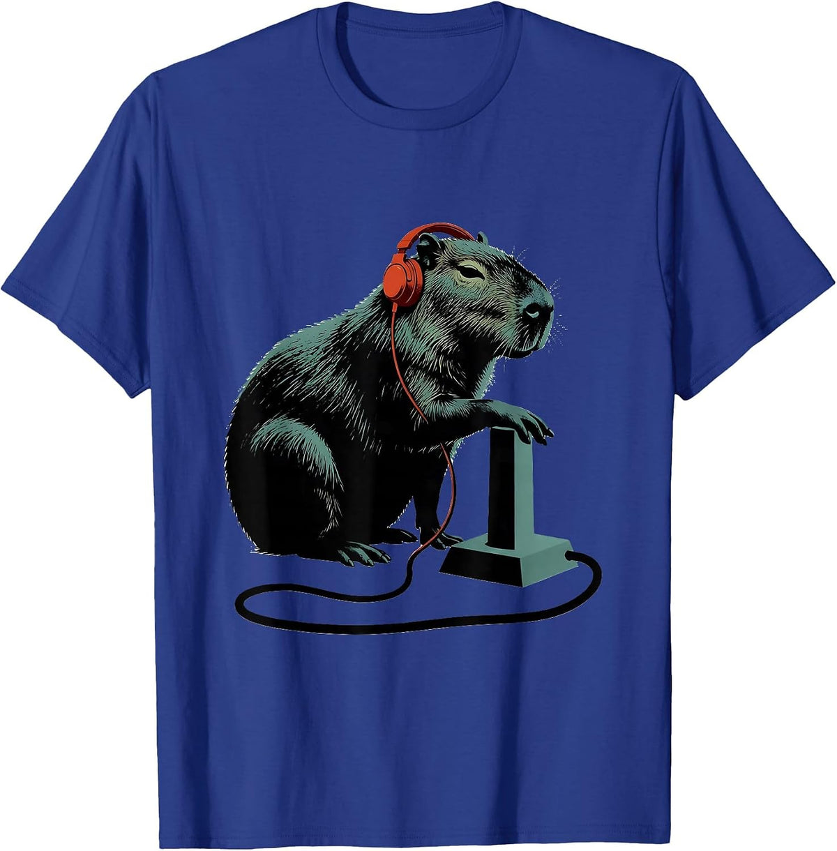 Men's Capybara Gamer Meme Humor Retro Funny T-Shirt - Royal Blue