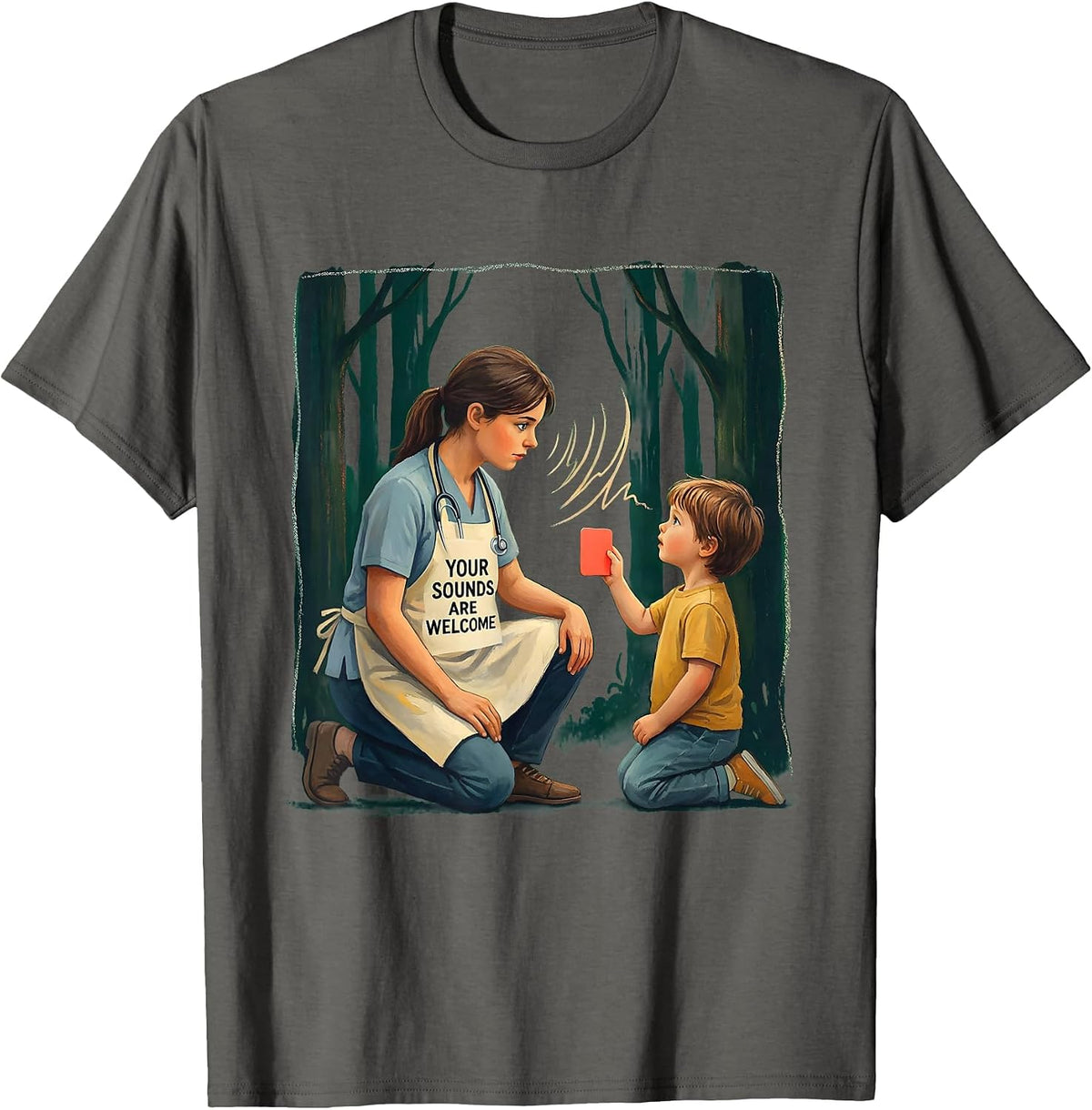 Men's Your Sounds Are Welcome Storybook Speech Language T-Shirt - Asphalt Grey