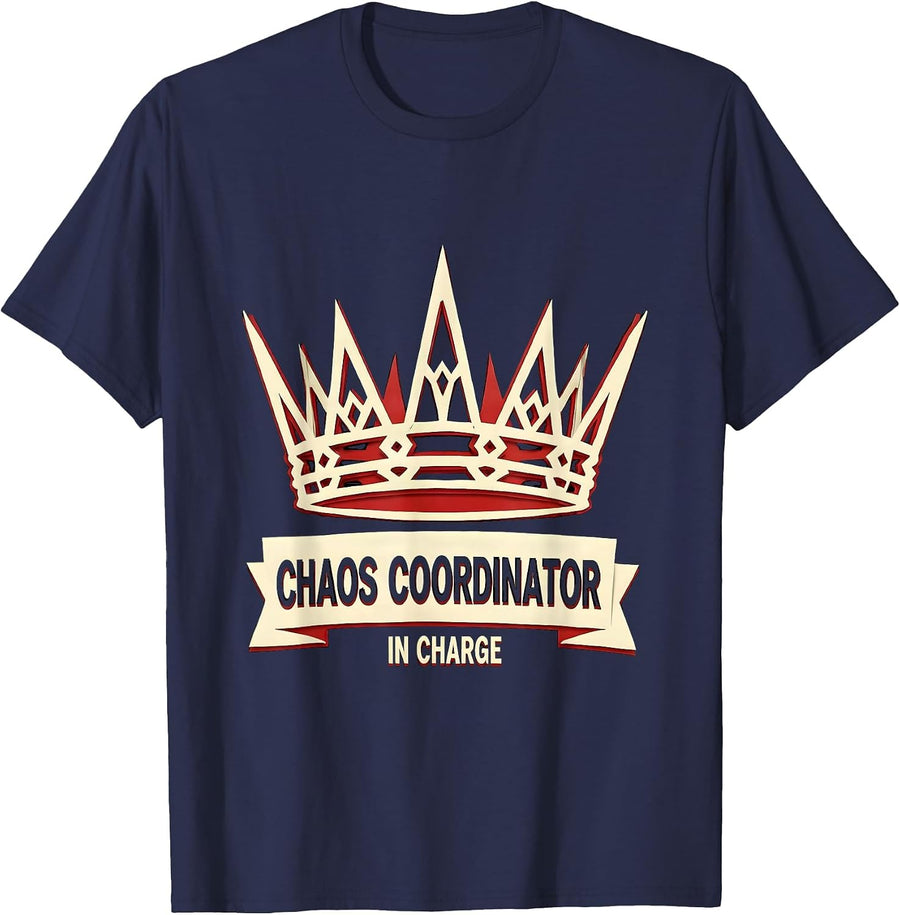 Chaos Coordinator In Charge Mom Design T-Shirt - Navy Blue
