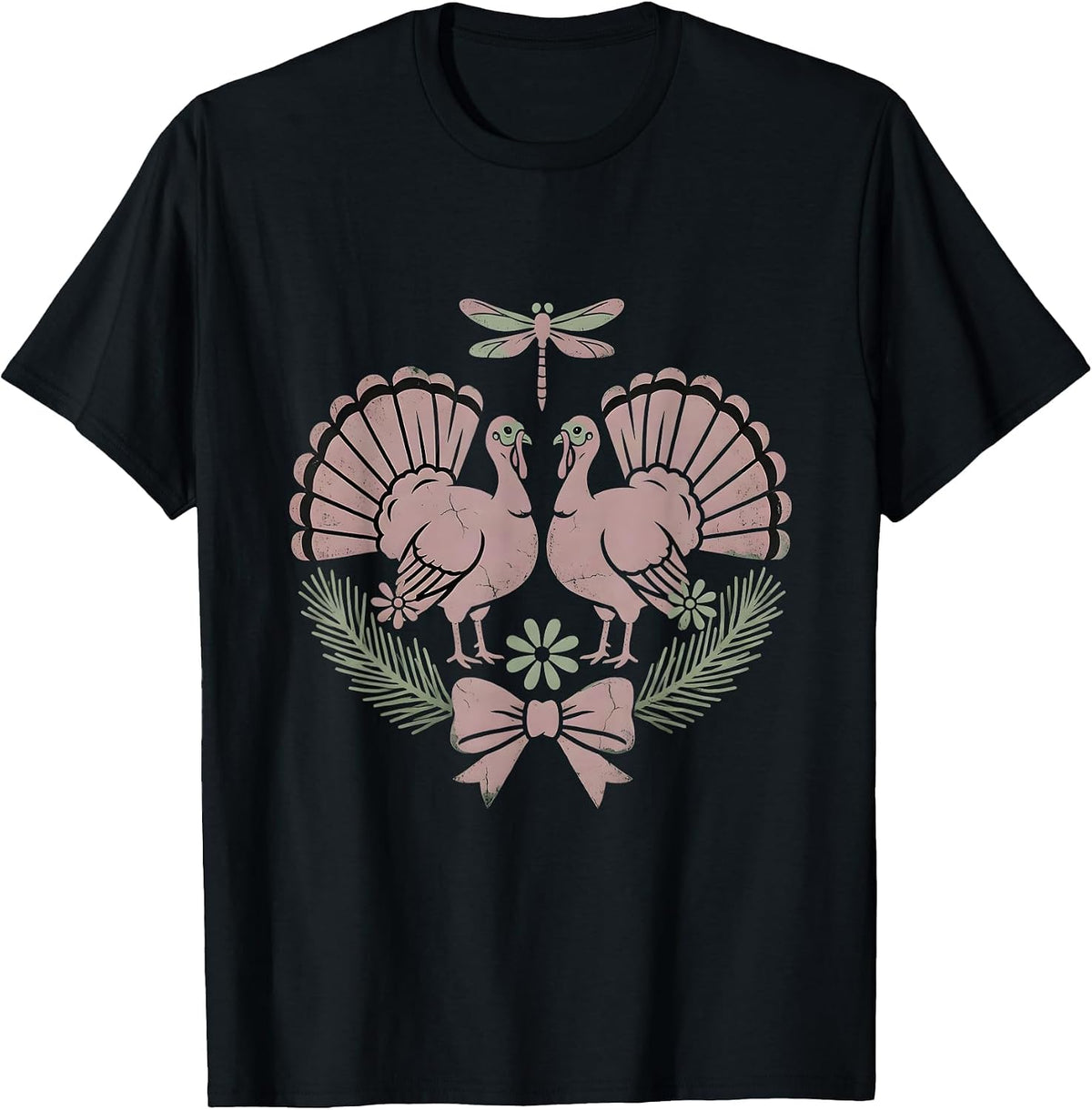 Men's Camo Turkeys Strutting Through Forest Clearing T-Shirt - Black