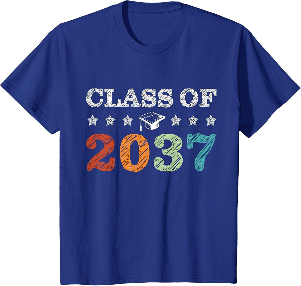 Class of 2037 Grow with Me First Day School Back to School T-Shirt - Royal Blue