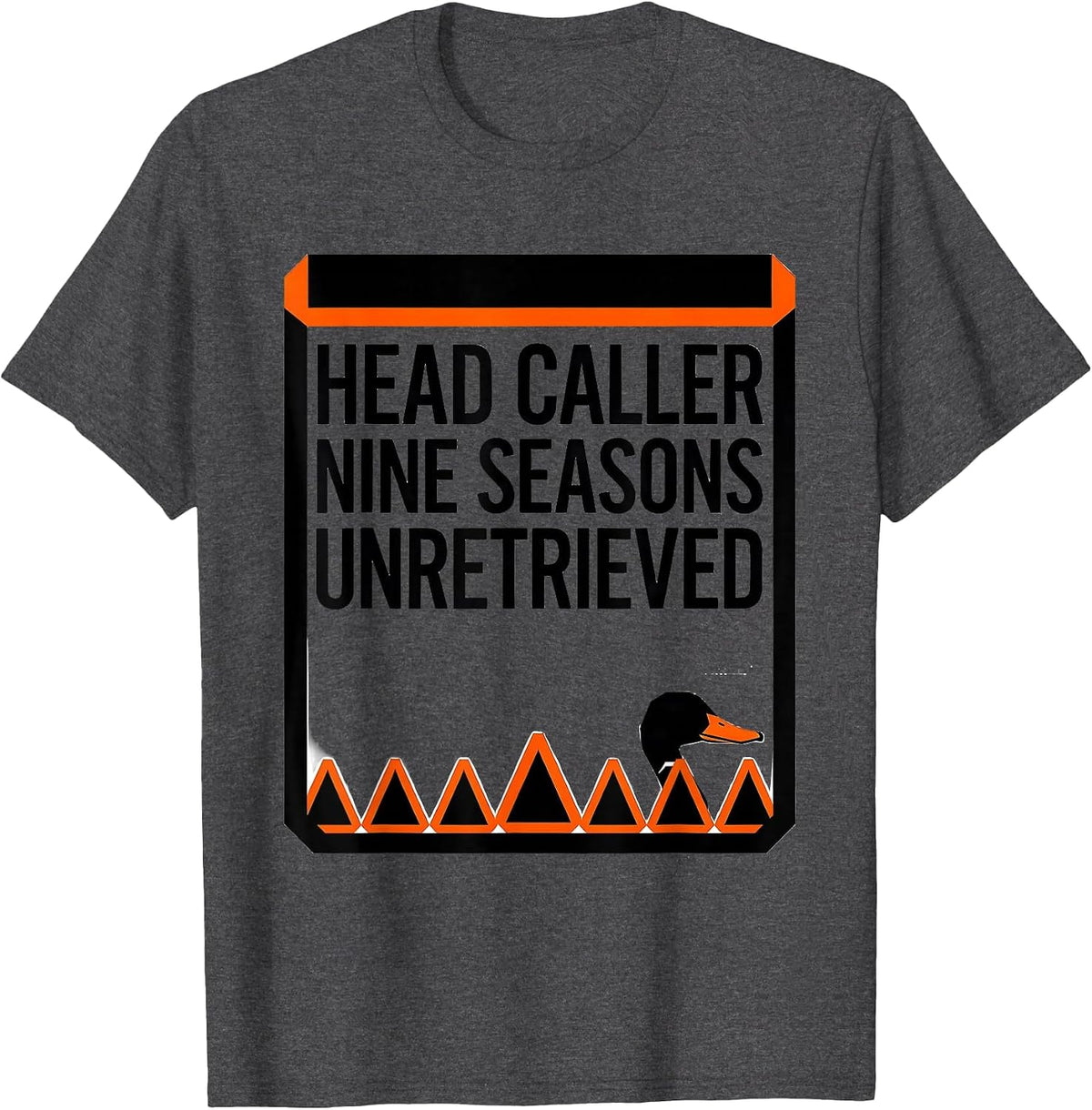 Men's Head Caller Nine Seasons Unretrieved Geometric Duck Hunter T-Shirt - Dark Heather Grey