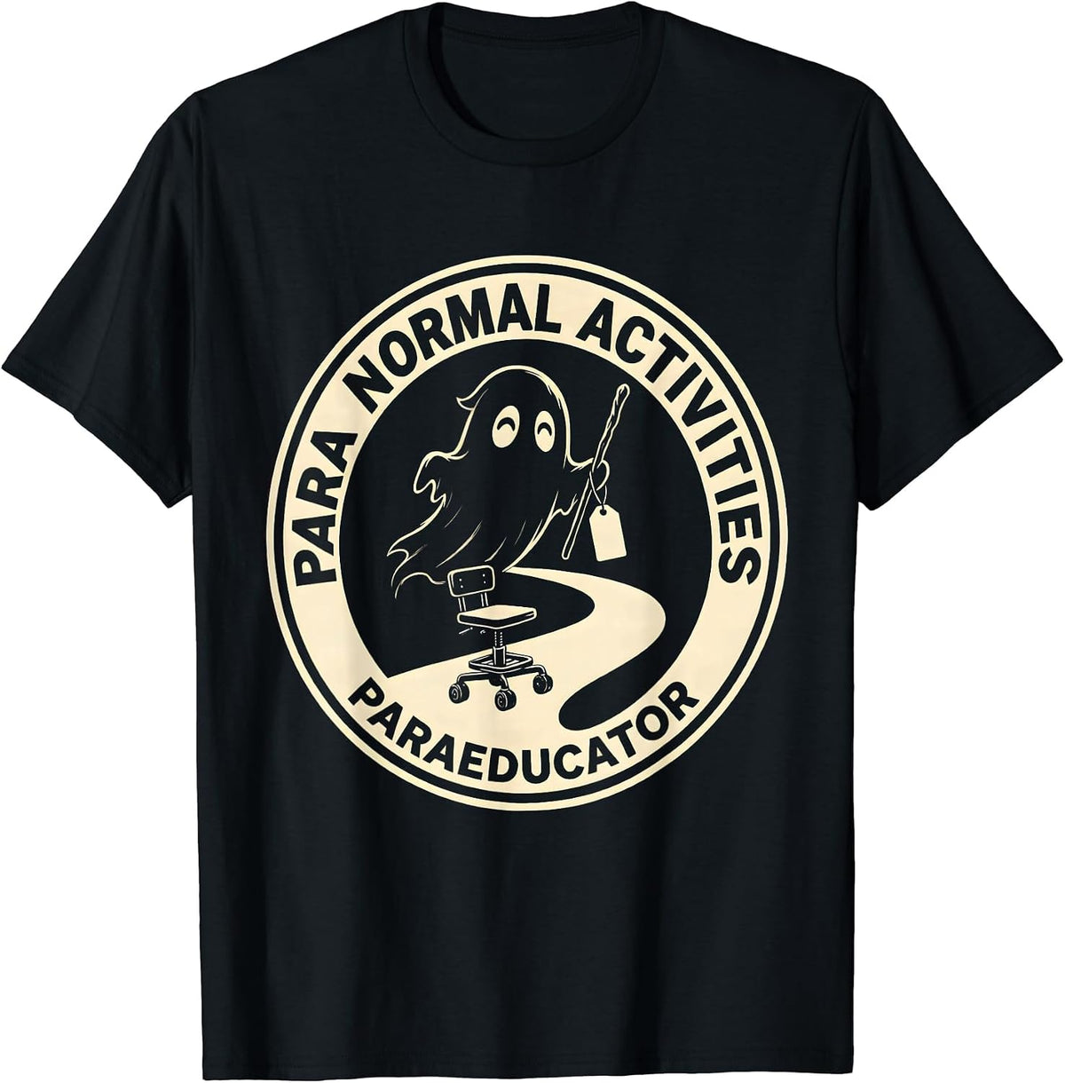 Men's Para Normal Activities Paraeducator Ghost Halloween SpEd T-Shirt - Black