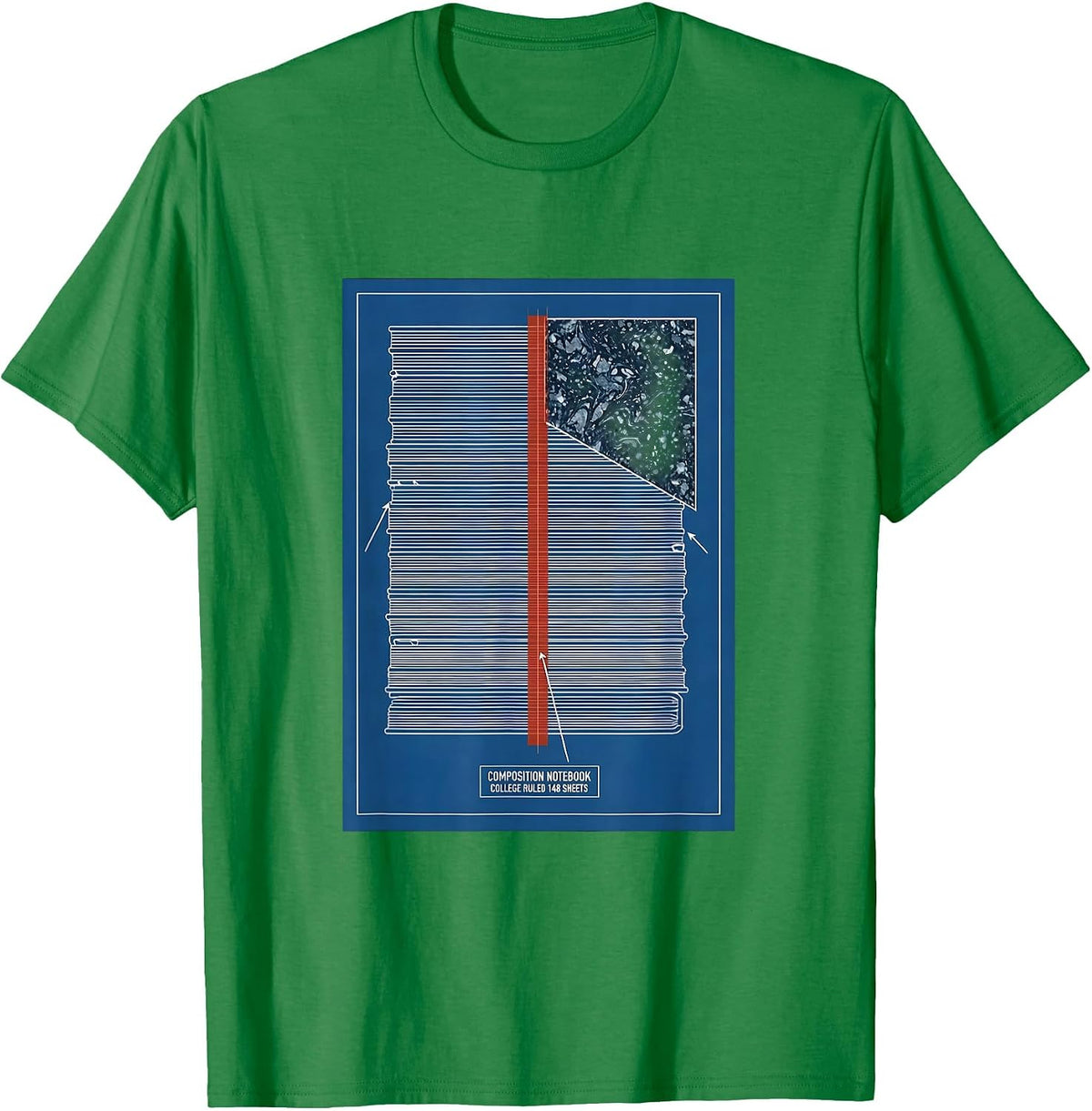 Men's Composition Notebook College Ruled 148 Sheets Teacher T-Shirt - Kelly Green