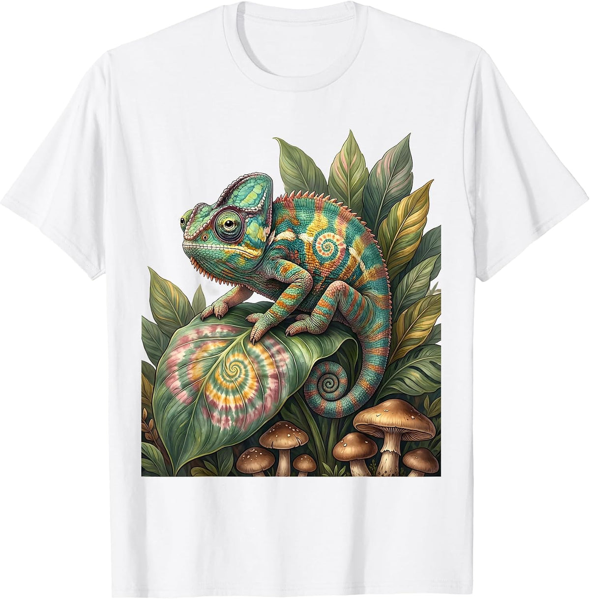 Chameleon Tie Dye Leaf Camouflage Design T-Shirt - White