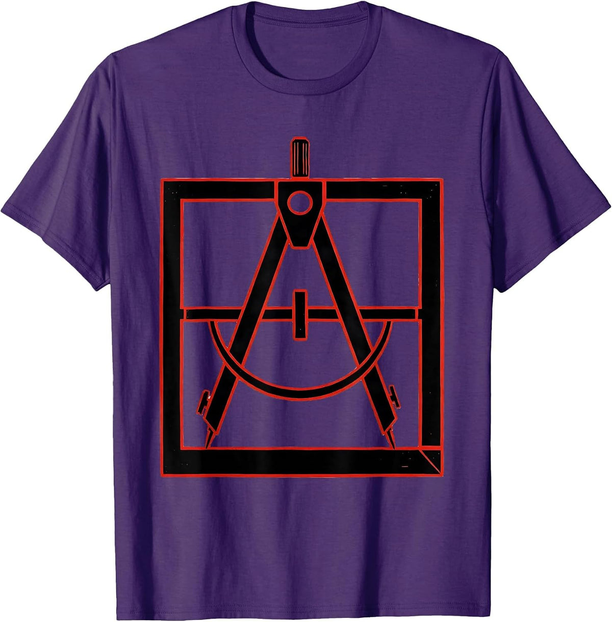 Men's Square and Compass Stencil Graphic Freemason Fraternal Pride T-Shirt - Purple